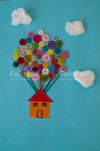 Fair Trade Photo Balloon, Button, Clouds, Colour image, House, New home, Peru, Sky, South America, Vertical