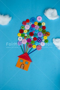 Fair Trade Photo Button, Clouds, House, New home, Sky