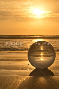 Fair Trade Photo Ball, Beach, Colour image, Peru, Reflection, Sea, South America, Sunset, Vertical, Water