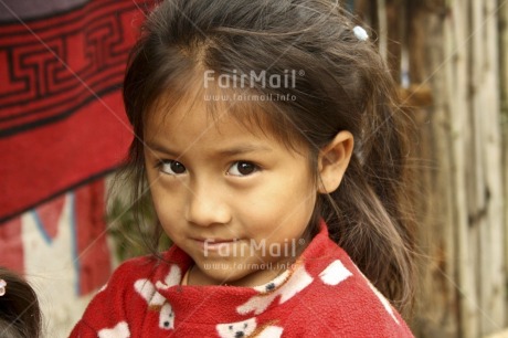 Fair Trade Photo Activity, Colour image, Cute, Horizontal, Looking at camera, One girl, Outdoor, People, Peru, Portrait headshot, Red, South America