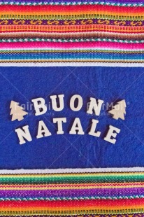 Fair Trade Photo Activity, Adjective, Blue, Celebrating, Christmas, Christmas decoration, Christmas tree, Colour, Italian, Letter, Object, Peruvian fabric, Present, Text, Vertical, White
