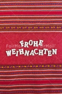 Fair Trade Photo Activity, Adjective, Celebrating, Christmas, Christmas decoration, Colour, German, Letter, Object, Peruvian fabric, Present, Red, Text, Vertical, White