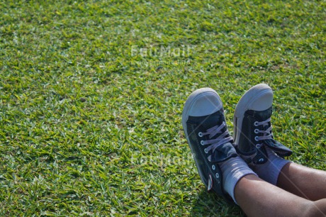 Fair Trade Photo Activity, Closeup, Colour image, Foot, Grass, One boy, People, Peru, Relaxing, South America, Summer