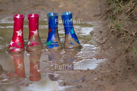 Fair Trade Photo Activity, Boot, Colour image, Friendship, Horizontal, Outdoor, Playing, Rain, Star, Summer, Together, Water