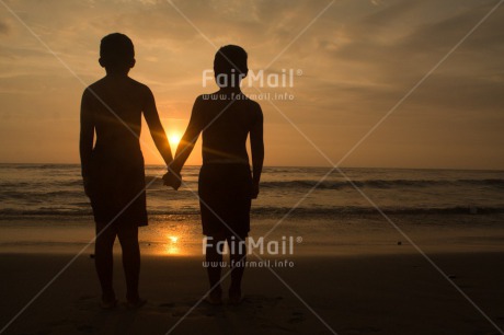 Fair Trade Photo Activity, Beach, Colour image, Friendship, Horizontal, People, Peru, Playing, Sea, Shooting style, Silhouette, South America, Sunset, Two boys