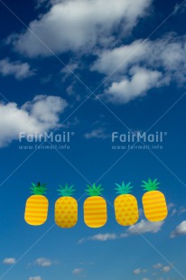 Fair Trade Photo Blue, Colour image, Exams, Food and alimentation, Fruits, Holiday, Invitation, Party, Peru, Pineapple, Sky, South America, Summer, Vertical, Yellow