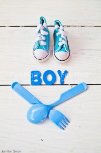 Fair Trade Photo Birth, Blue, Boy, Colour image, Letter, New baby, People, Peru, Shoe, South America, Text, Vertical