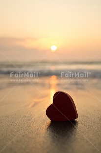 Fair Trade Photo Beach, Colour image, Heart, Love, Marriage, Peru, Red, Sea, South America, Sunset, Thinking of you, Valentines day, Vertical, Water, Wedding