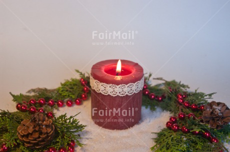 Fair Trade Photo Candle, Christmas, Colour image, Flame, Green, Horizontal, Red