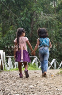 Fair Trade Photo Activity, Colour image, Friendship, Outdoor, People, Peru, Rural, South America, Together, Two girls, Vertical, Walking