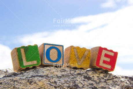 Fair Trade Photo Blue, Clouds, Colour image, Colourful, Day, Horizontal, Letters, Love, Marriage, Multi-coloured, Outdoor, Peru, Sky, South America, Text, Valentines day, Wedding, Wood