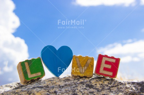 Fair Trade Photo Blue, Clouds, Colour image, Colourful, Day, Heart, Horizontal, Letters, Love, Marriage, Multi-coloured, Outdoor, Peru, Sky, South America, Text, Valentines day, Wedding, Wood