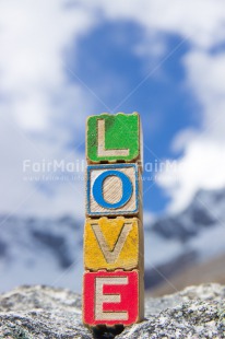 Fair Trade Photo Colour image, Colourful, Day, Letters, Love, Marriage, Mountain, Multi-coloured, Nature, Outdoor, Peru, South America, Text, Valentines day, Vertical, Wedding, Wood