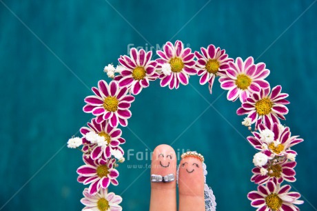 Fair Trade Photo Blue, Bride, Colour image, Couple, Finger, Flowers, Funny, Groom, Horizontal, Love, Marriage, Peru, South America, Together, Two, Wedding