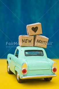 Fair Trade Photo Blue, Box, Car, Colour image, Heart, Home, Moving, New home, Peru, South America, Transport, Vertical, Welcome home, Yellow