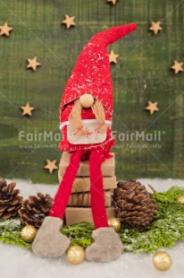 Fair Trade Photo Christmas, Christmas decoration, Colour image, Gnome, Green, Peru, Pine, Present, Red, Santaclaus, South America, Star, Vertical