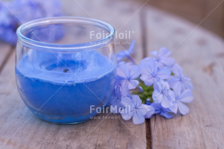 Fair Trade Photo Blue, Candle, Colour image, Condolence-Sympathy, Flower, Horizontal, Peru, Purple, South America, Table, Wood