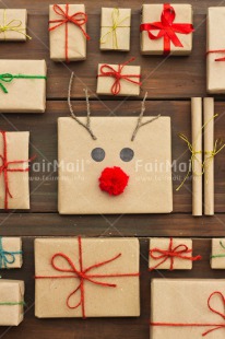 Fair Trade Photo Brown, Christmas, Colour image, Crafts, Gift, Nose, Peru, Red, Reindeer, Ribbon, Seasons, South America, Table, Winter, Wood