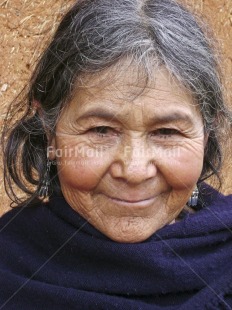 Fair Trade Photo 55-60 years, Activity, Clothing, Colour image, Looking at camera, One woman, People, Peru, Portrait headshot, Smiling, South America, Traditional clothing, Vertical, Wisdom
