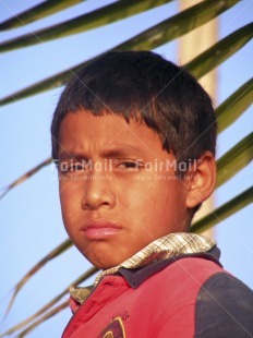 Fair Trade Photo 10-15 years, Activity, Casual clothing, Clothing, Colour image, Day, Emotions, Latin, Looking at camera, One boy, Outdoor, People, Peru, Portrait headshot, Sadness, Seasons, South America, Summer, Vertical
