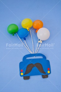Fair Trade Photo Balloon, Blue, Car, Colour image, Colourful, Fathers day, Moustache, Peru, South America, Transport, Vertical