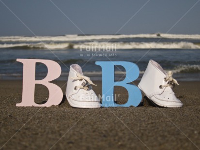 Fair Trade Photo Beach, Birth, Colour image, Horizontal, Letter, New baby, Peru, Sea, Shoe, South America, Summer