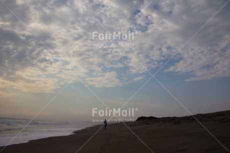Fair Trade Photo Activity, Beach, Clouds, Colour image, Evening, Horizontal, One person, Outdoor, Peru, Scenic, Sky, South America, Travel, Walking
