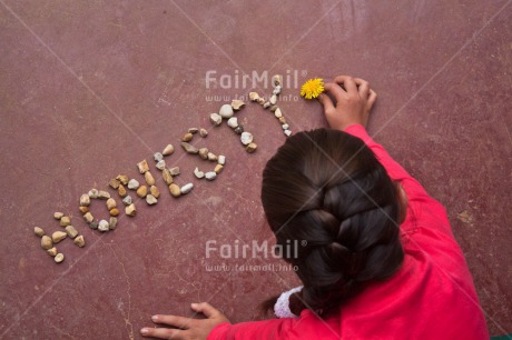 Fair Trade Photo Colour image, Flower, Girl, People, Peru, Sorry, South America, Stone, Text, Trust, Values
