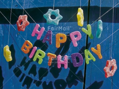 Fair Trade Photo Birthday, Blue, Colour image, Colourful, Congratulations, Horizontal, Letter, Party, Peru, Shadow, South America, Star, Sweets
