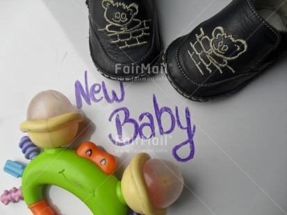 Fair Trade Photo Animals, Birth, Colour image, Horizontal, Indoor, Letter, Monkey, Multi-coloured, New baby, Peru, Shoe, South America, Studio, Toy