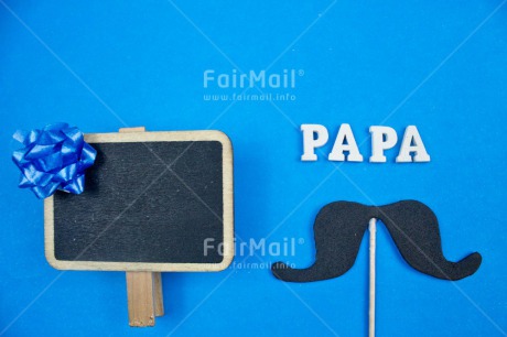 Fair Trade Photo Blackboard, Blue, Colour image, Fathers day, Horizontal, Letter, Moustache, Peru, South America, Text