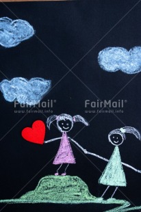 Fair Trade Photo Activity, Blackboard, Chalk, Child, Cloud, Colour, Draw, Drawing, Girl, Heart, Mom, Mother, Mothers day, Nature, Object, People, Red, Sister