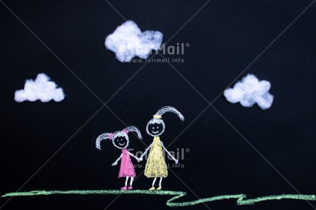 Fair Trade Photo Activity, Blackboard, Chalk, Child, Cloud, Draw, Drawing, Girl, Mom, Mother, Mothers day, Nature, Object, People, Sister