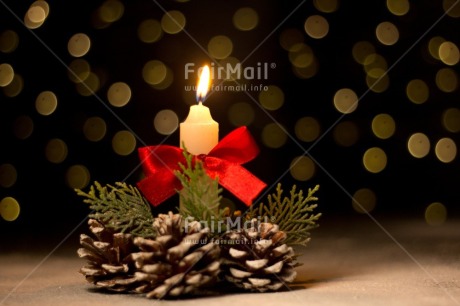Fair Trade Photo Activity, Adjective, Bow, Candle, Celebrating, Christmas, Christmas decoration, Colour, Horizontal, Light, Nature, Object, Pine cone, Present, Red, Ribbon