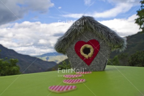 Fair Trade Photo Clouds, Colour image, Day, Heart, Horizontal, House, Love, Mountain, New home, Outdoor, Peru, Scenic, Sky, South America, Welcome home