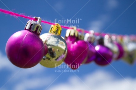 Fair Trade Photo Blue, Christmas, Christmas ball, Clouds, Day, Horizontal, Outdoor, Purple, Sky, Washingline