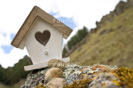 Fair Trade Photo Birdhouse, Heart, Horizontal, House, Love, Mountain, New home, Rural, Stone